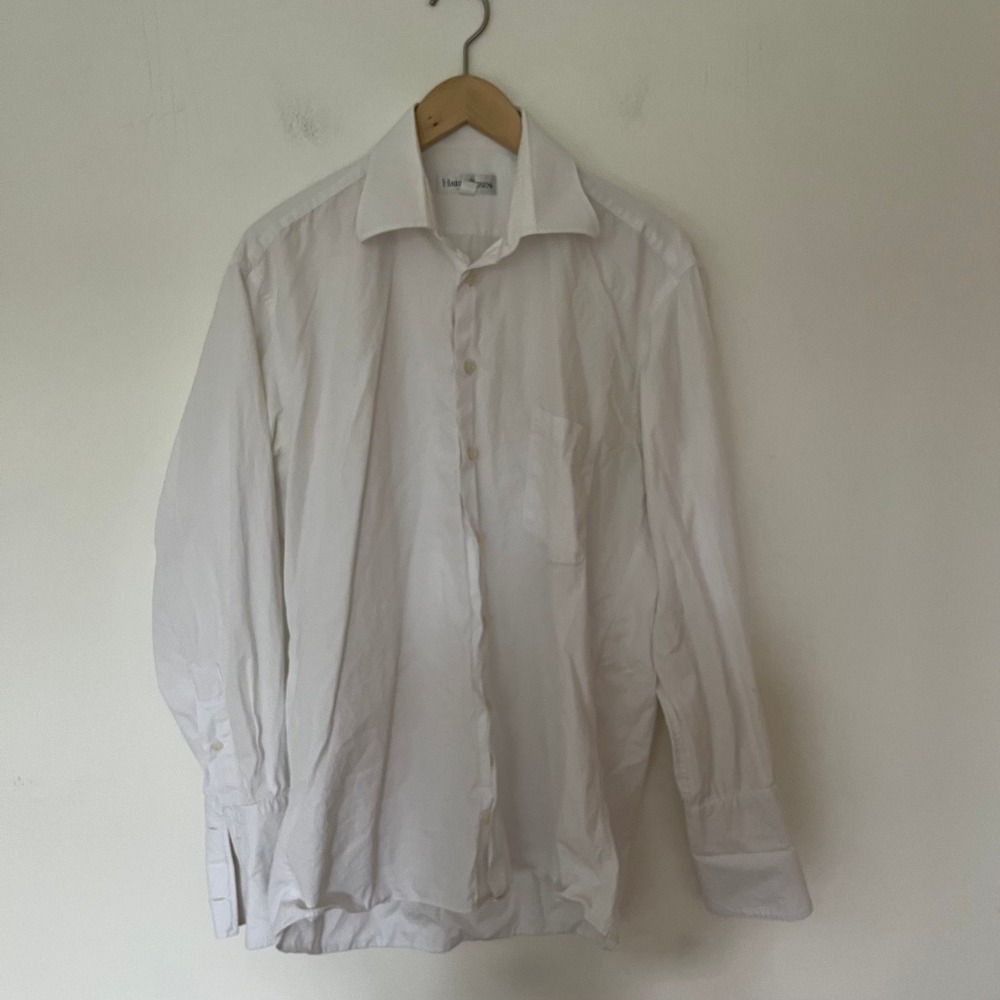 Harry Rosen Mens White Cotton French Cuff Dress Shirt 16 33